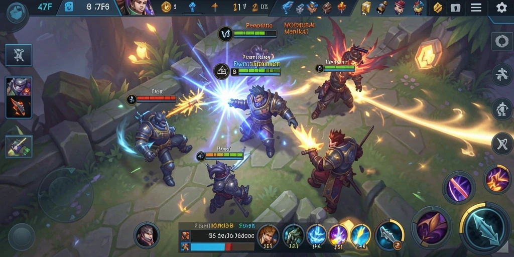 Screenshot gameplay 47F dengan aksi pertempuran seru.