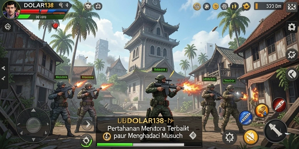 Screenshot gameplay Tower Defense DOLAR138 dengan menara dan musuh.