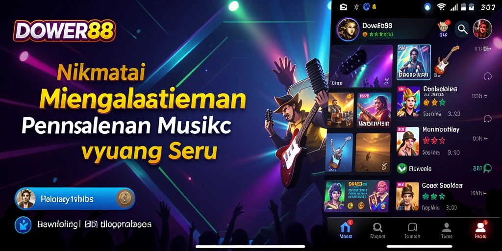 Gameplay DOWER88 menampilkan pengguna bermain musik dengan penuh semangat.