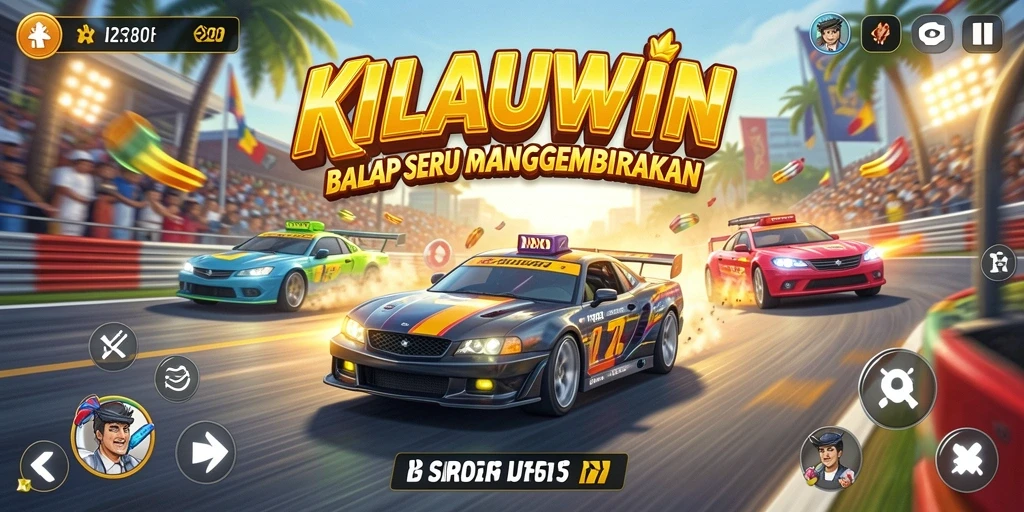 Tampilan gameplay memukau dari KILAUWIN dengan mobil yang melaju kencang.