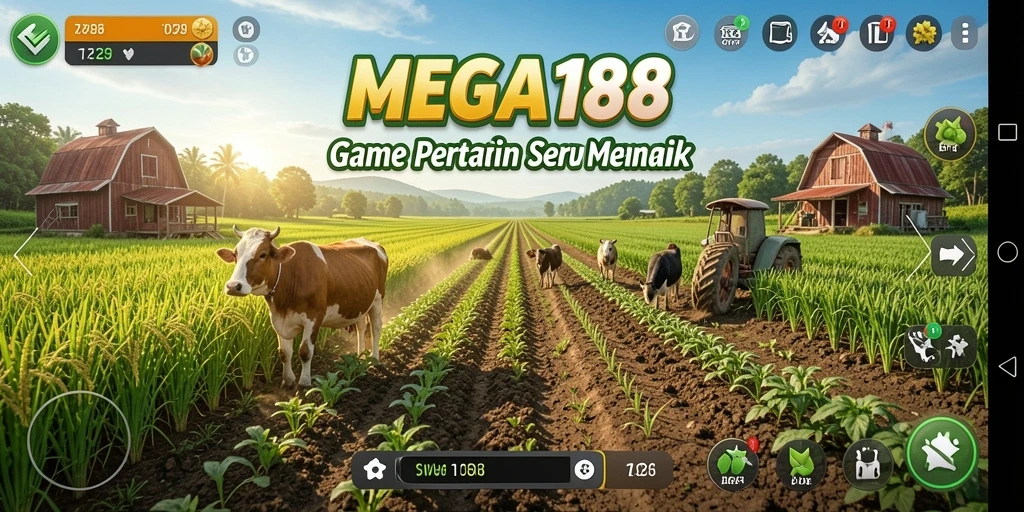 Tampilan screenshot MEGA188 yang menunjukkan gameplay pertanian yang menyenangkan.