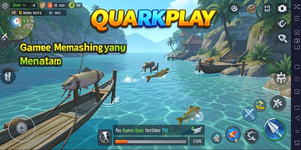 Tampilan gameplay memancing yang realistis di QUARKPLAY.