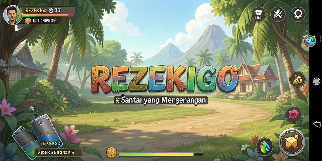 Screenshot gameplay menarik dari REZEKIGO dengan tema dan grafis cerah.