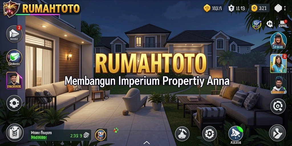 Tampilan gameplay RUMAHTOTO yang menggambarkan pembangunan properti di dunia Tycoon.